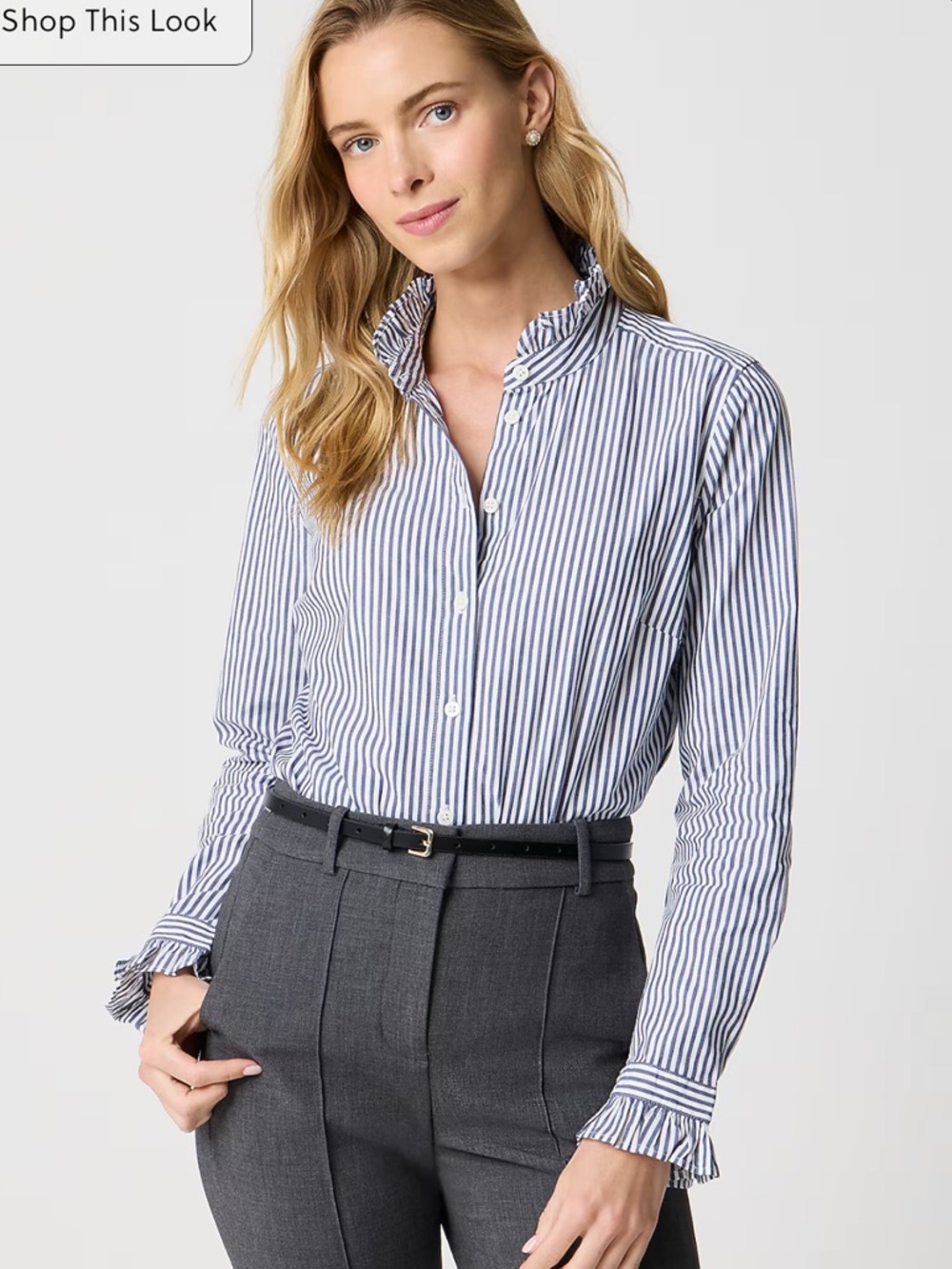 J Crew Factory Ruffleneck button-up top